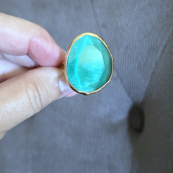 Zeyzey Faceted Green💚 Agate Statement Ring💍 - Picture 6 of 16